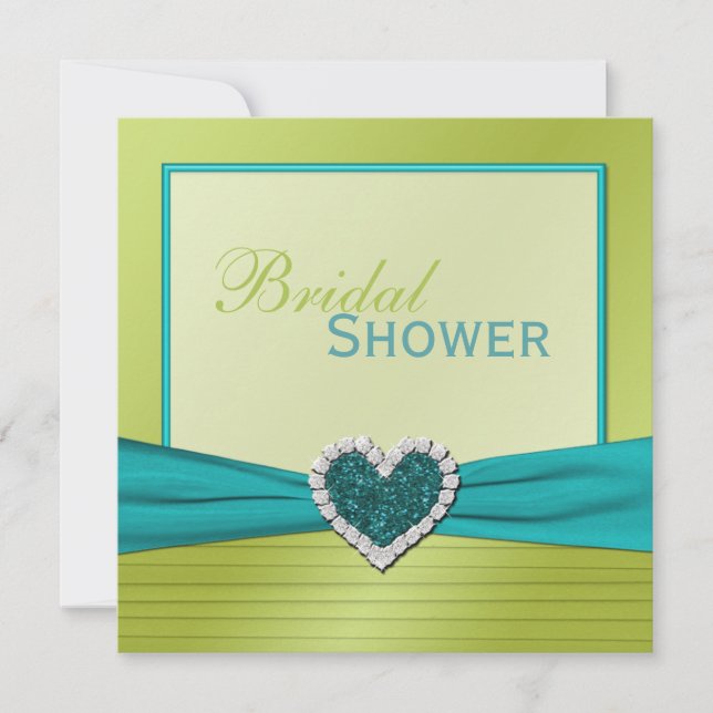 Invitation à une douche nuptiale turquoise et citr (Devant)