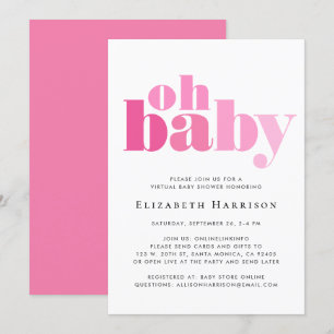 Invitation à une douche rose pour bébé