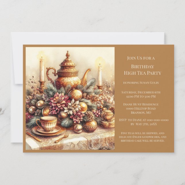 Invitation à une élégante fête d'anniversaire vict (Devant)