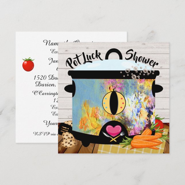 Invitation à une fête à pot-luck (Devant / Derrière)