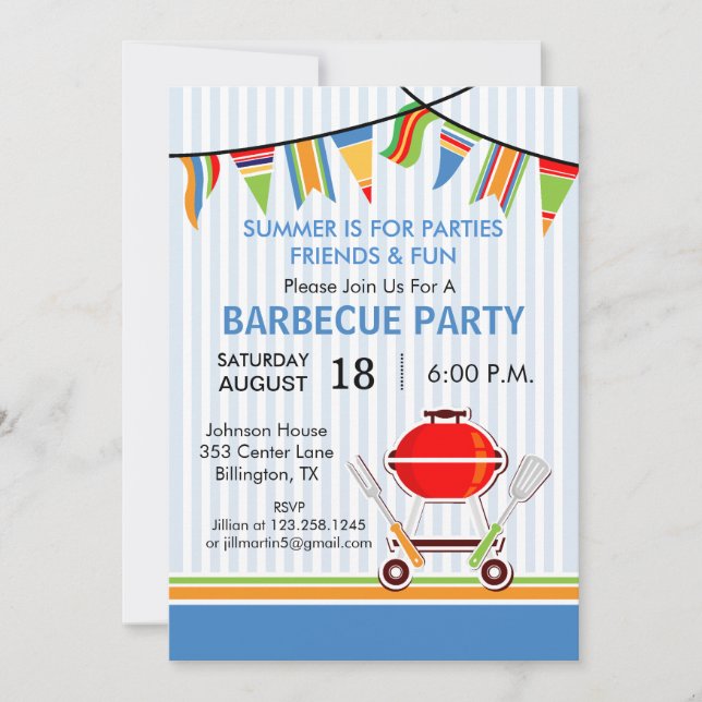 Invitation à une fête au barbecue (Devant)