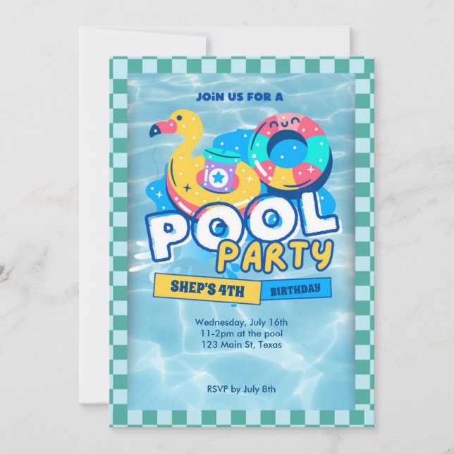 invitation à une fête au bord de la piscine (Devant)