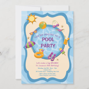 Invitation à une fête au bord de la piscine