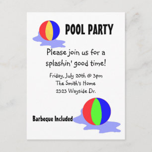 Invitation à une fête au bord de la piscine