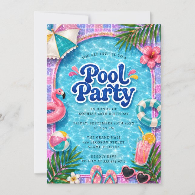 Invitation à une fête au bord de la piscine - Anni (Devant)