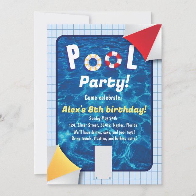 Invitation à une fête au bord de la piscine avec b (Devant)