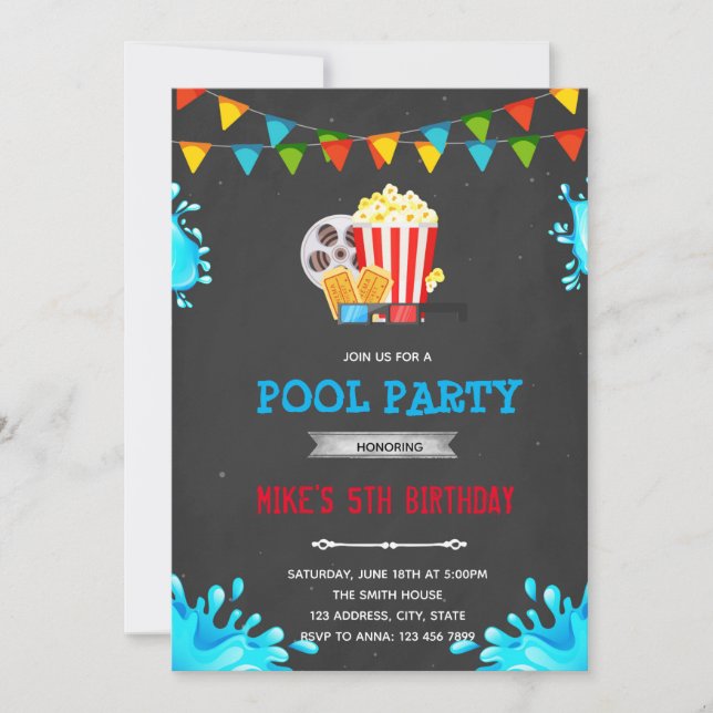 Invitation à une fête au bord de la piscine avec d (Devant)