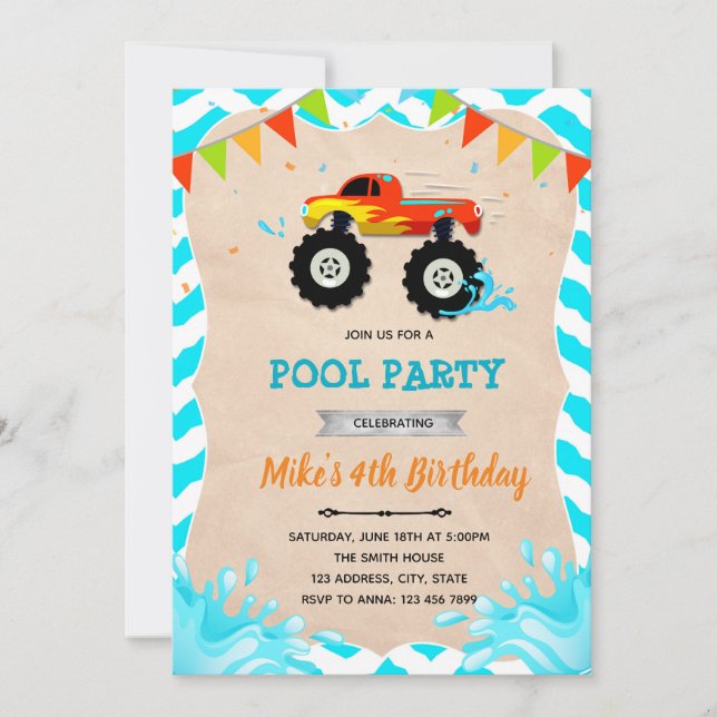 Invitation à une fête au bord de la piscine avec u (Devant)
