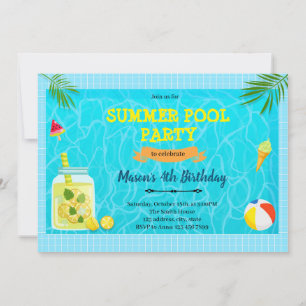 Invitation à une fête au bord de la piscine en été