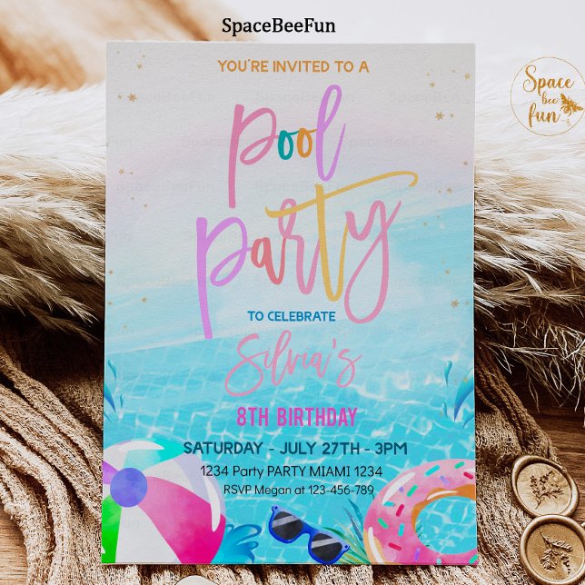 Invitation à une Fête au bord de la Piscine Fête t (Créateur téléchargé)