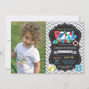 Invitation à une fête au bord de la piscine Garçon