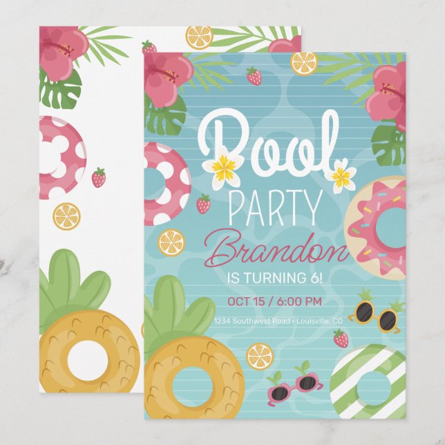 Invitation à une fête au bord de la piscine, Invit (Devant / Derrière)