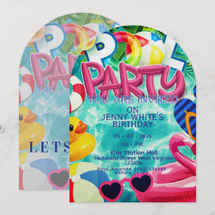 Invitation à une fête au bord de la piscine pour l