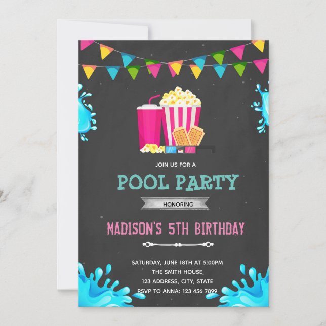Invitation à une fête au bord de la piscine sur le (Devant)