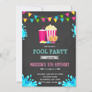 Invitation à une fête au bord de la piscine sur le