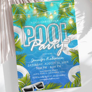 Invitation à une fête au bord de la piscine tout e