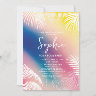 Invitation à une fête au bord de la piscine Tropic