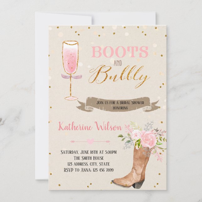 Invitation à une fête avec bottes et bulles (Devant)