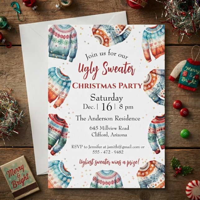 Invitation à une fête avec un pull de Noël laid (Créateur téléchargé)