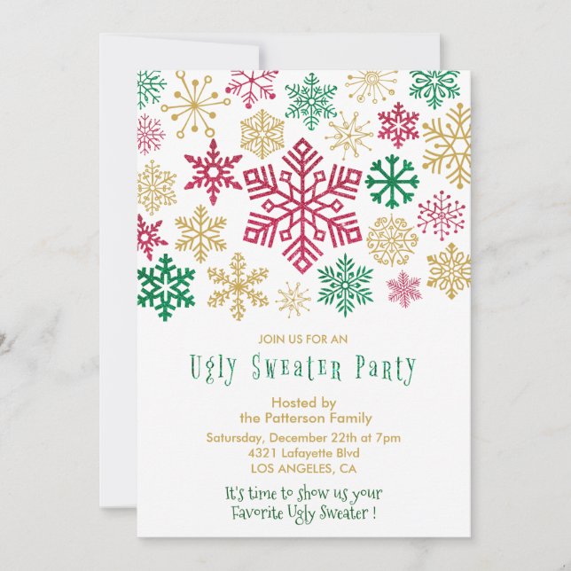 Invitation à une fête avec un pull moche moderne F (Devant)
