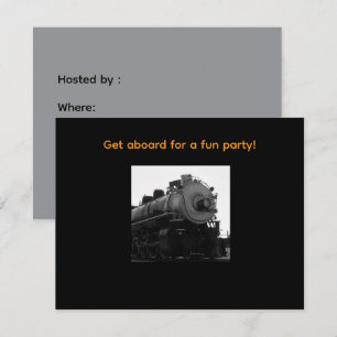 Invitation à une fête avec une locomotive à vapeur