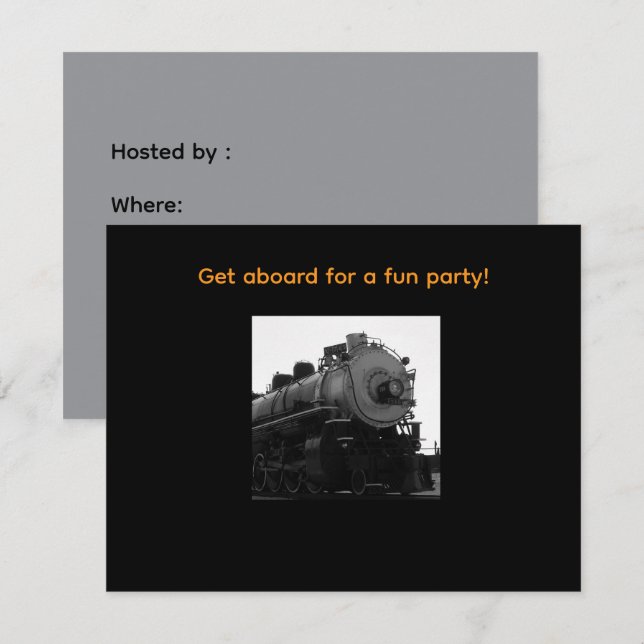 Invitation à une fête avec une locomotive à vapeur (Devant / Derrière)