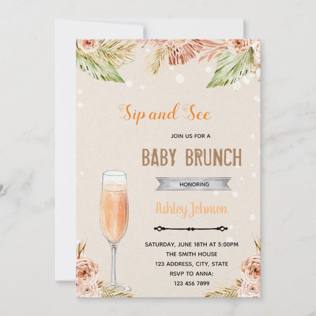 Invitation à une fête bohème de brunch et de dégus (Devant)