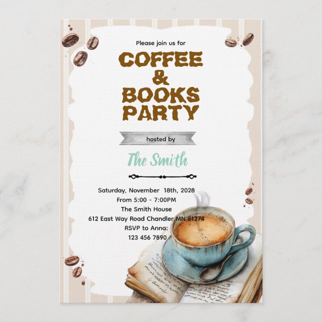 Invitation à une fête café et livre (Devant)