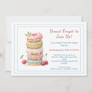 Invitation à une fête colorée de donuts sucrés