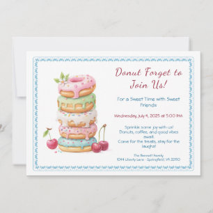 Invitation à une fête colorée de donuts sucrés