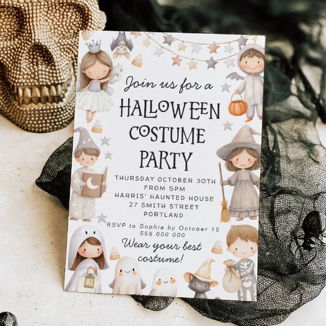 Invitation à une fête costumée Halloween mignonne (Créateur téléchargé)