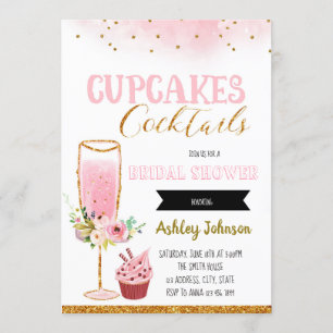 Invitation à une fête cupcake et cocktails