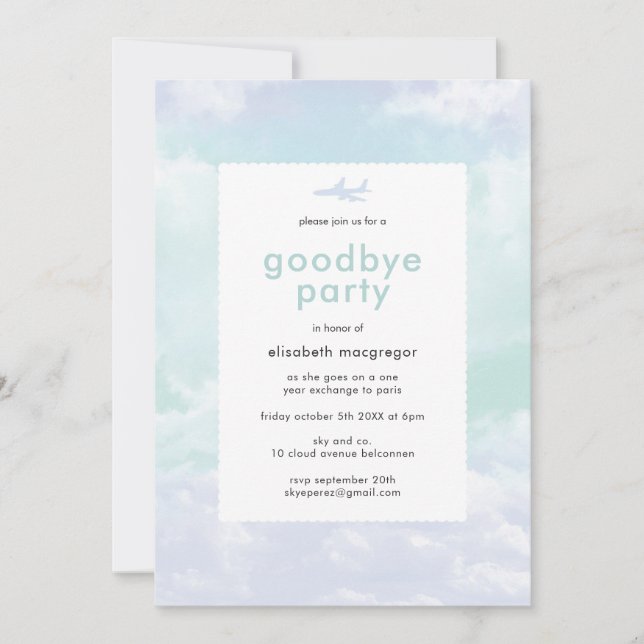 Invitation à une fête d'adieu (Devant)