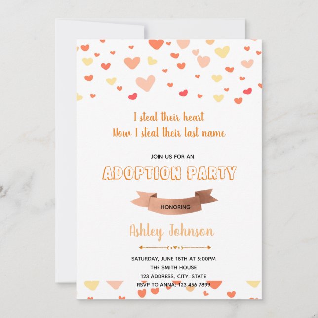 Invitation à une fête d'adoption (Devant)