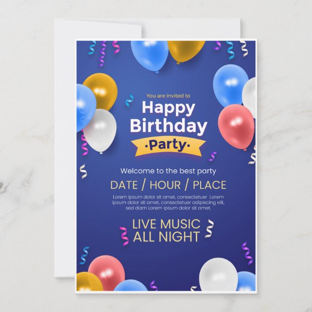 Invitation à une fête d'anniversaire (Devant)