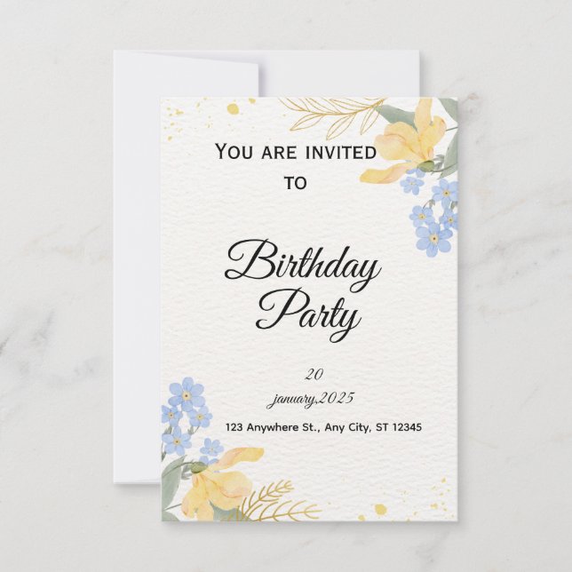 Invitation à une fête d'anniversaire (Devant)