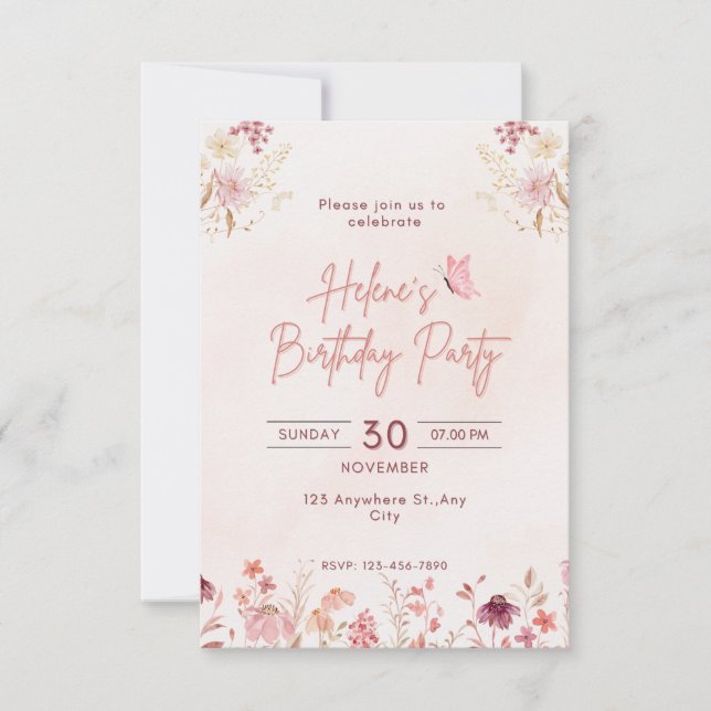 Invitation à une fête d'anniversaire  (Devant)