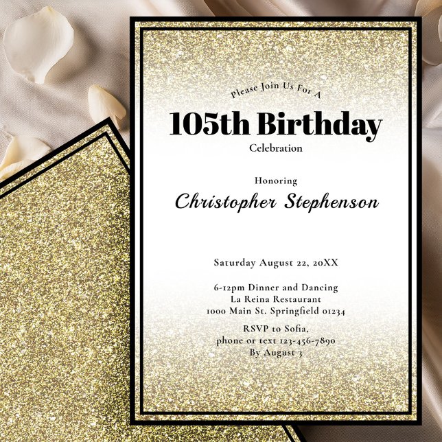 Invitation à une fête d'anniversaire 105 ans en no (Créateur téléchargé)