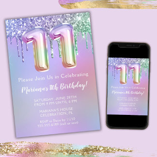 Invitation à une fête d'anniversaire 11 ans Paille