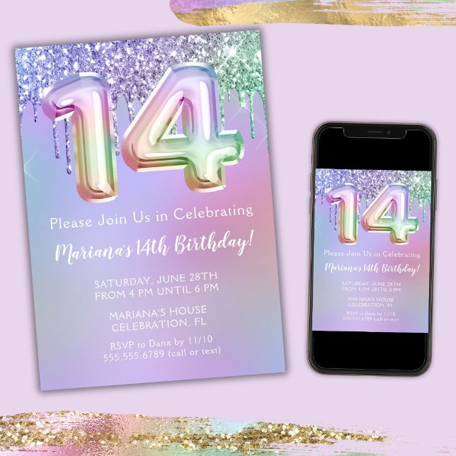 Invitation à une fête d'anniversaire 14 ans Paille (Créateur téléchargé)