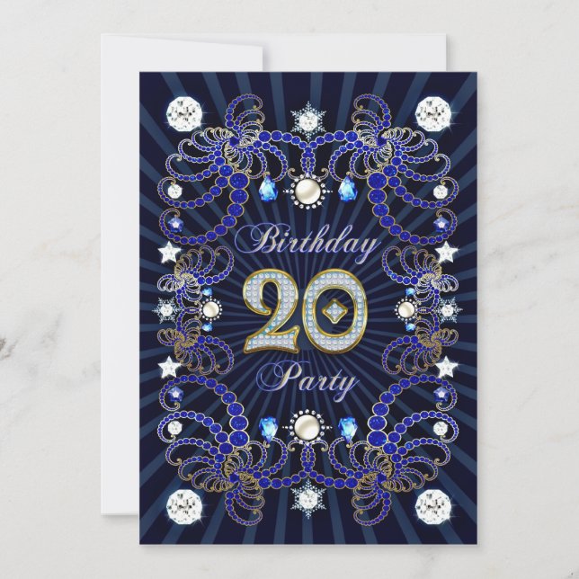 Invitation à une fête d'anniversaire 20 ans avec d (Devant)