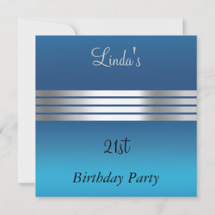 Invitation à une fête d'anniversaire 21 ans Bleue