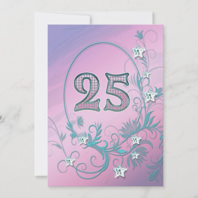Invitation à une fête d'anniversaire 25 ans (Devant)