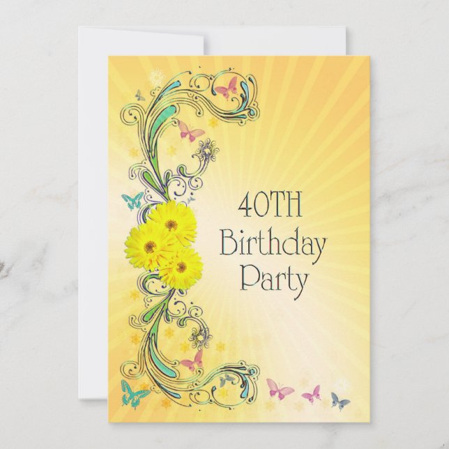 Invitation à une fête d'anniversaire 40 ans avec f (Devant)