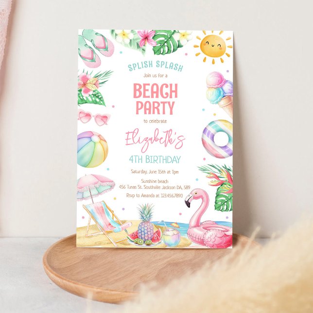 Invitation à une fête d'anniversaire à la piscine  (Créateur téléchargé)