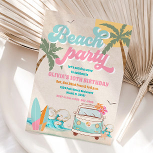 Invitation à une fête d'anniversaire à la plage