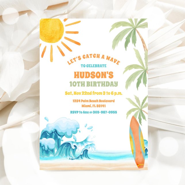 Invitation à une fête d'anniversaire à la plage (Créateur téléchargé)