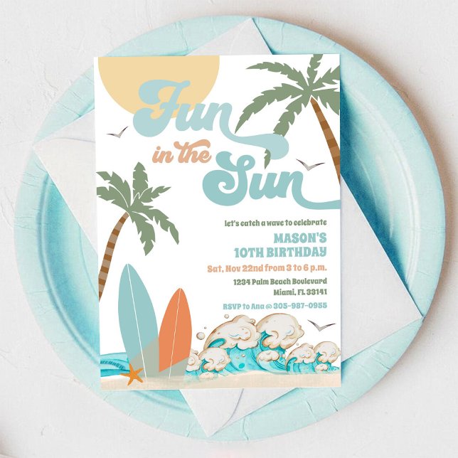 Invitation à une fête d'anniversaire à la plage (Créateur téléchargé)