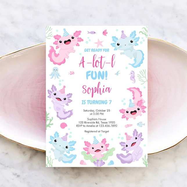 Invitation à une fête d'anniversaire amusante Axol (Créateur téléchargé)