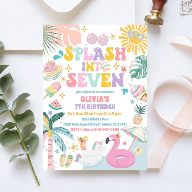 Invitation à une fête d'anniversaire au bassin tro (Créateur téléchargé)
